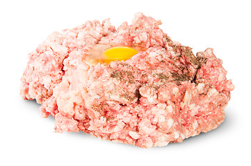 Image showing Raw Ground Beef With Egg And Black Pepper