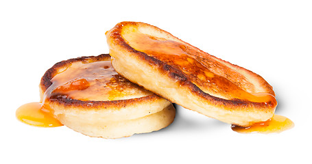 Image showing Two Sweet Pancakes With Maple Syrup