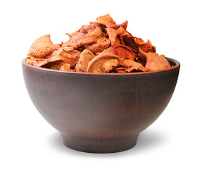 Image showing Dried Apples In A Ceramic Bowl