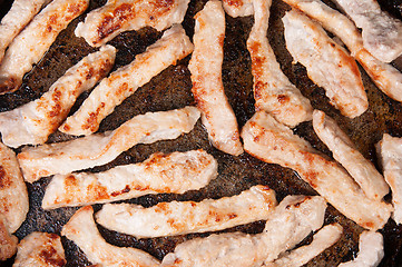 Image showing Meat Strips Fried In A Pan