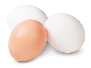 Image showing Two White And One Brown Egg