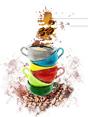 Image showing Watercolor Image Of Coffee Cups