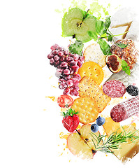 Image showing Watercolor Image Of  Healthy Snacks