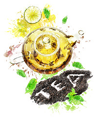 Image showing Watercolor Image Of  Tea Pot