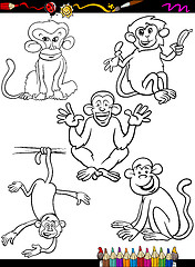 Image showing cartoon monkeys coloring book