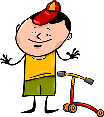 Image showing boy with scooter cartoon illustration