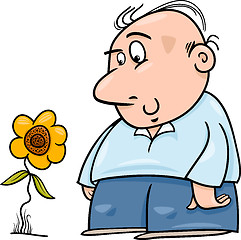 Image showing man with sunflower cartoon illustration