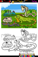 Image showing reptiles and amphibians coloring book
