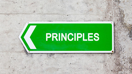 Image showing Green sign - Principles