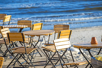 Image showing beer garden at the Baltic Sea in Poland