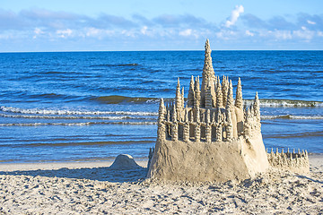 Image showing Sand castle on a beach of the Baltic Sea in Poland