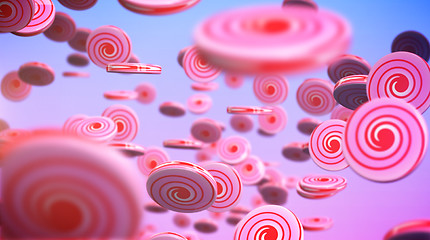 Image showing Falling Sweets. Shallow depth of field.