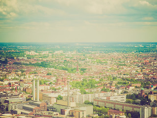 Image showing Retro look Berlin aerial view