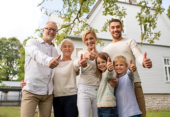 Image showing happy family in front of house outdoors