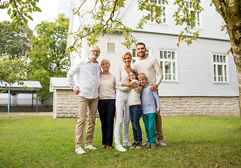 Image showing happy family in front of house outdoors