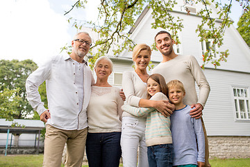 Image showing happy family in front of house outdoors