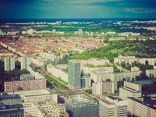 Image showing Retro look Berlin aerial view