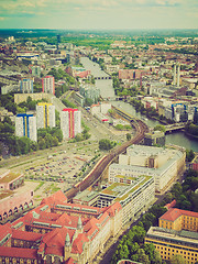 Image showing Retro look Berlin aerial view