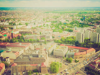 Image showing Retro look Berlin aerial view