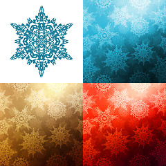 Image showing Christmas seamless set with snowflakes. EPS 10