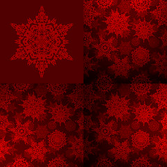 Image showing Seamless deep red christmas texture set. EPS 10