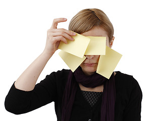 Image showing Woman and post it