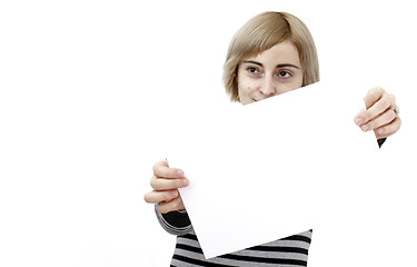 Image showing Woman holding a paper