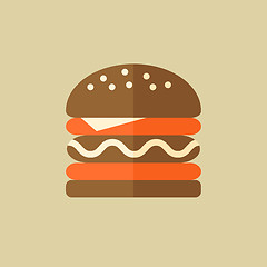 Image showing Hamburger. Food Flat Icon