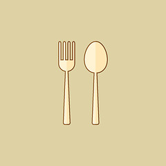 Image showing Spoon and Fork. Food Flat Icon