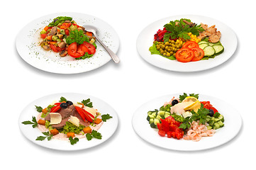 Image showing set of salads on white background