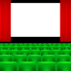 Image showing cinema screen and green seats