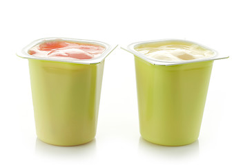 Image showing two plastic yogurt pots