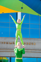 Image showing Young acrobats