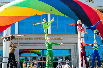 Image showing Young acrobats