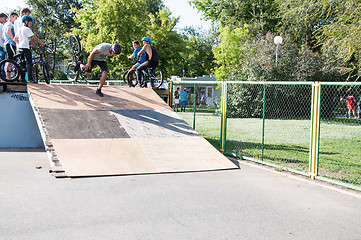 Image showing Fans of bike trial,