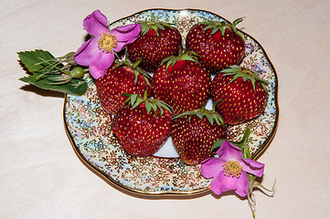 Image showing Strawberry and flower