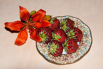 Image showing Strawberry and flower