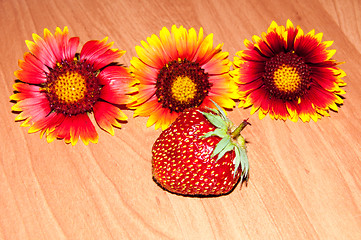 Image showing Strawberry and flower