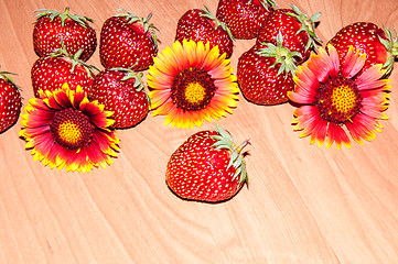 Image showing Strawberry and flower