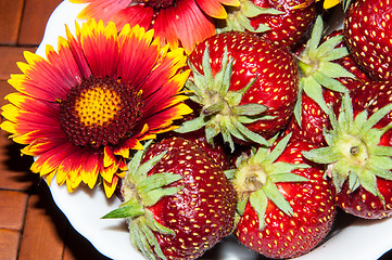 Image showing Strawberry and flower