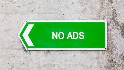 Image showing Green sign - No ads