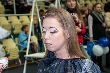 Image showing Girl contest participant on the contemporary make-up