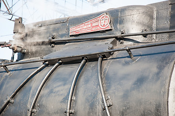 Image showing Vintage steam locomotive at the station of Orenburg