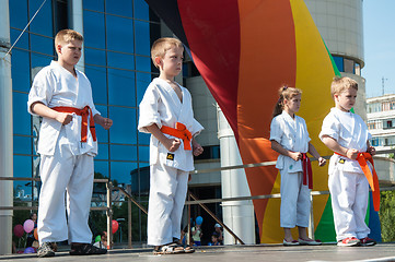 Image showing Children are engaged in Taekwondo