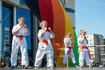 Image showing Children are engaged in Taekwondo