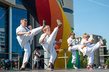 Image showing Children are engaged in Taekwondo