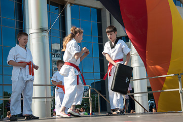 Image showing Children are engaged in Taekwondo