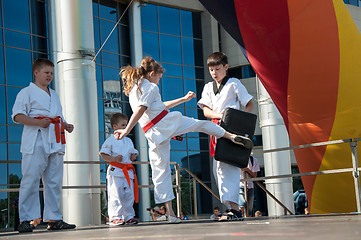 Image showing Children are engaged in Taekwondo