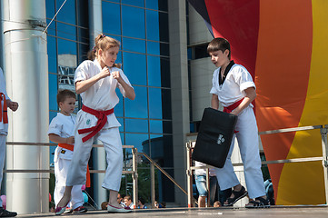 Image showing Children are engaged in Taekwondo