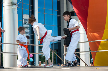 Image showing Children are engaged in Taekwondo